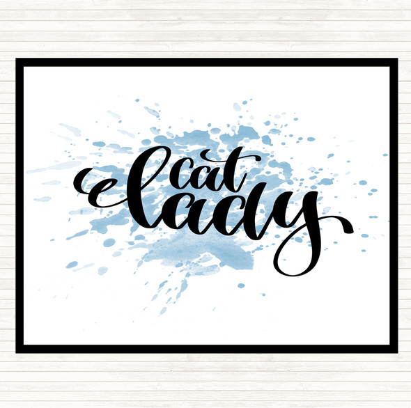 Blue White Cat Lady Inspirational Quote Mouse Mat Pad