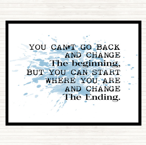 Blue White Change The End Inspirational Quote Mouse Mat Pad
