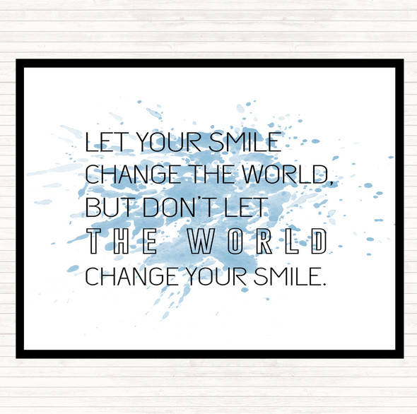 Blue White Change Your Smile Inspirational Quote Mouse Mat Pad