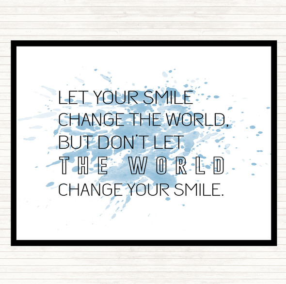 Blue White Change Your Smile Inspirational Quote Dinner Table Placemat