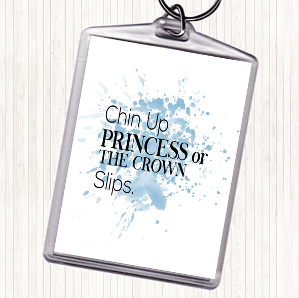 Blue White Chin Up Inspirational Quote Bag Tag Keychain Keyring