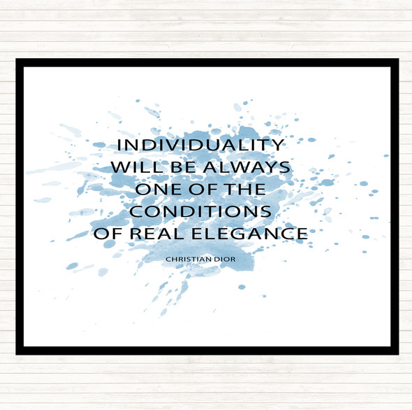 Blue White Christian Dior Individuality Inspirational Quote Mouse Mat Pad