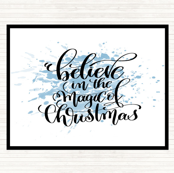 Blue White Christmas Believe In Magic Xmas Quote Mouse Mat Pad