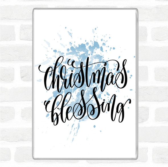 Blue White Christmas Blessing Inspirational Quote Jumbo Fridge Magnet