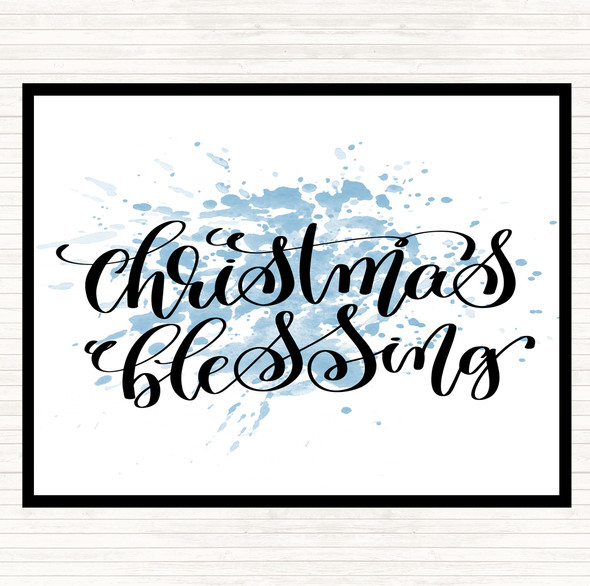Blue White Christmas Blessing Inspirational Quote Mouse Mat Pad