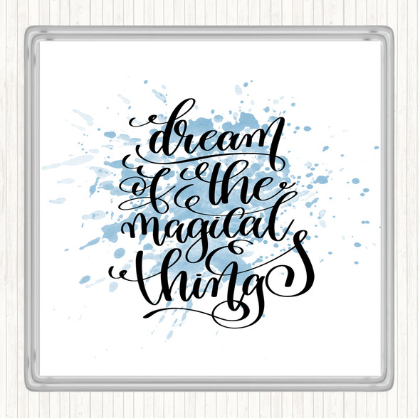 Blue White Christmas Dream Magical Inspirational Quote Drinks Mat Coaster