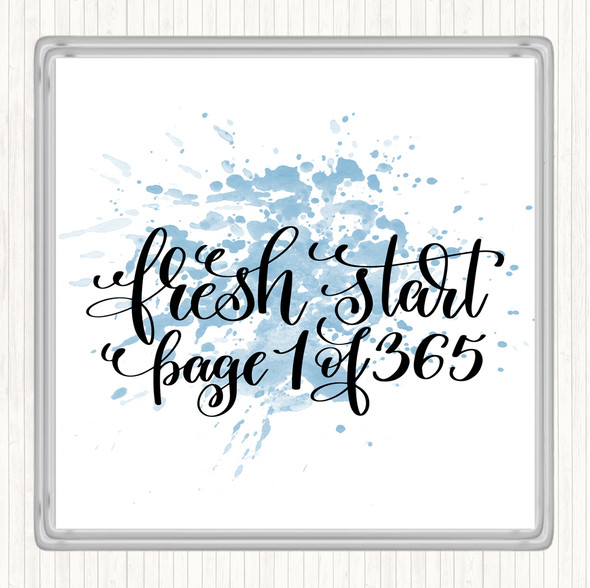 Blue White Christmas Fresh Start Inspirational Quote Drinks Mat Coaster