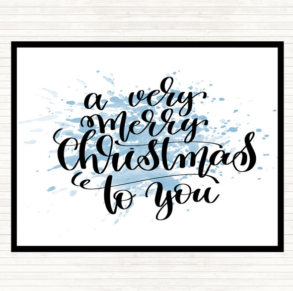 Blue White Christmas Ha Very Merry Inspirational Quote Mouse Mat Pad