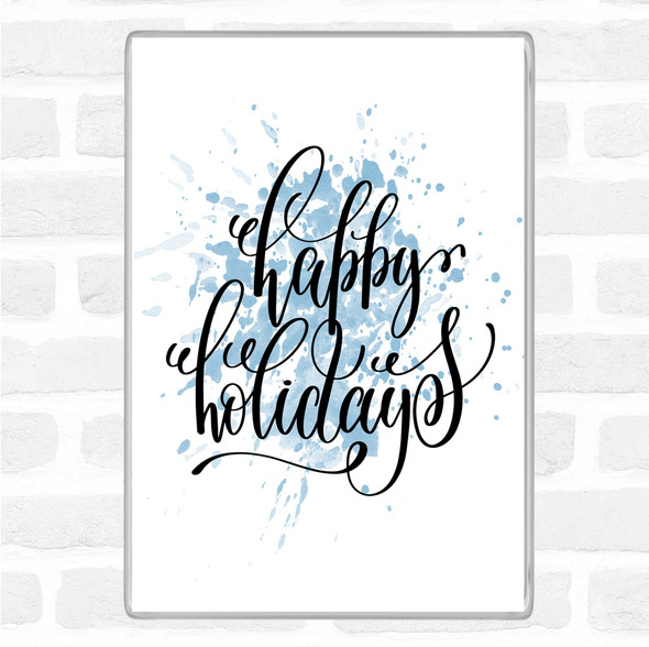 Blue White Christmas Happy Holidays Inspirational Quote Jumbo Fridge Magnet