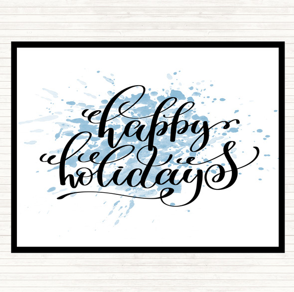 Blue White Christmas Happy Holidays Inspirational Quote Dinner Table Placemat