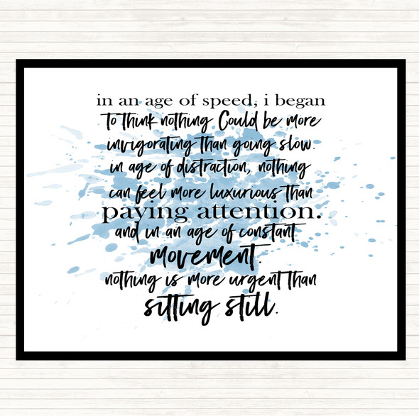 Blue White Age Of Speed Inspirational Quote Mouse Mat Pad