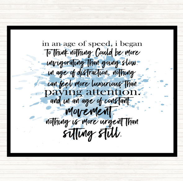 Blue White Age Of Speed Inspirational Quote Dinner Table Placemat