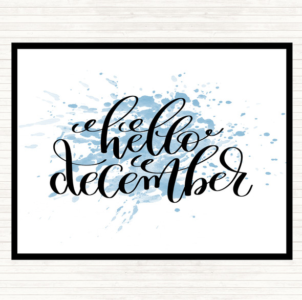 Blue White Christmas Hello December Inspirational Quote Dinner Table Placemat