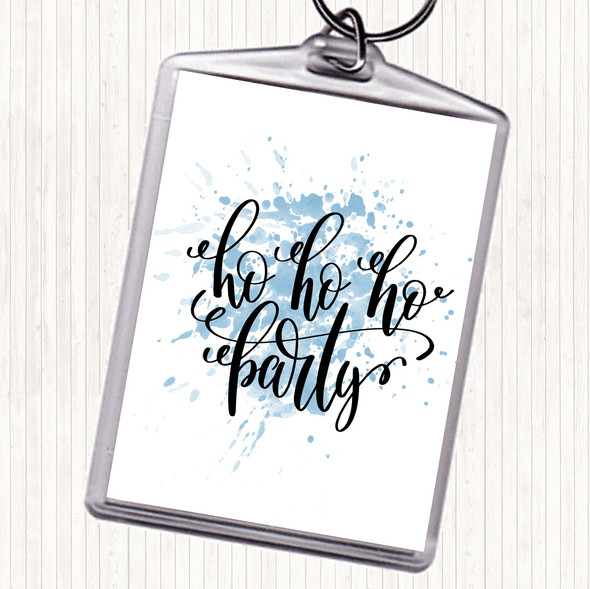 Blue White Christmas Ho Ho Ho Party Inspirational Quote Bag Tag Keychain Keyring