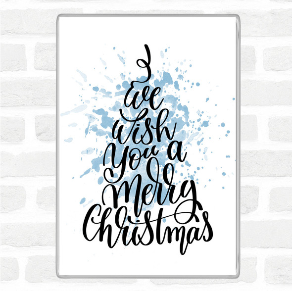 Blue White Christmas I Wish You A Merry Xmas Quote Jumbo Fridge Magnet