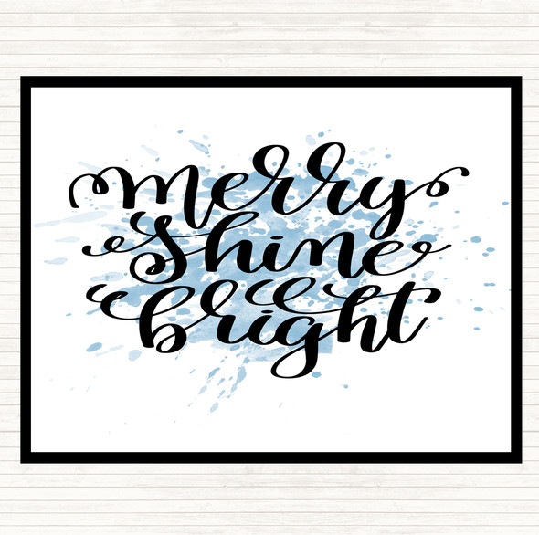 Blue White Christmas Merry Shine Bright Inspirational Quote Mouse Mat Pad