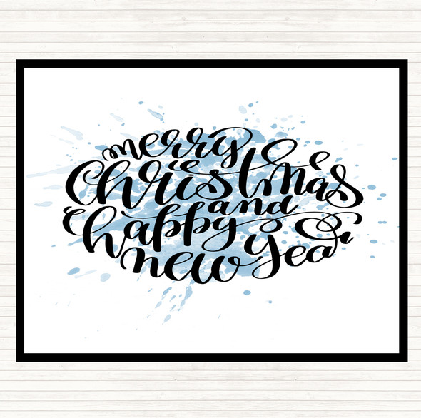 Blue White Christmas Merry Xmas Happy New Year Quote Mouse Mat Pad