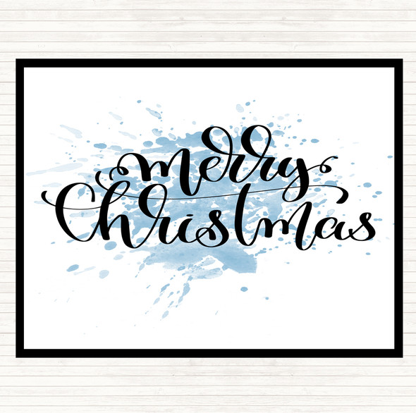 Blue White Christmas Merry Xmas Inspirational Quote Dinner Table Placemat