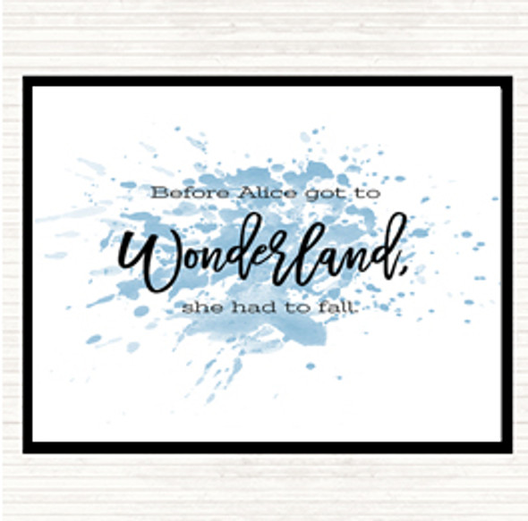 Blue White Alice Fail Inspirational Quote Dinner Table Placemat