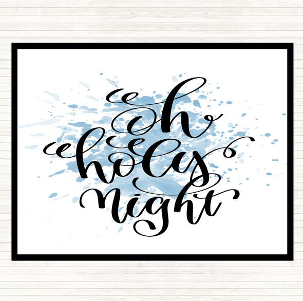 Blue White Christmas Oh Holy Night Inspirational Quote Mouse Mat Pad