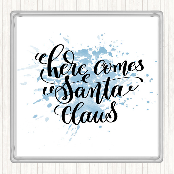 Blue White Christmas Santa Claus Inspirational Quote Drinks Mat Coaster