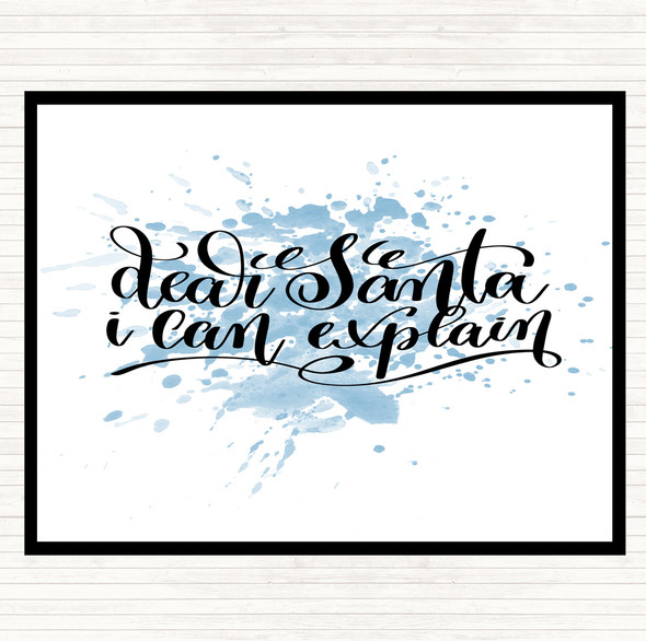 Blue White Christmas Santa I Can Explain Inspirational Quote Mouse Mat Pad