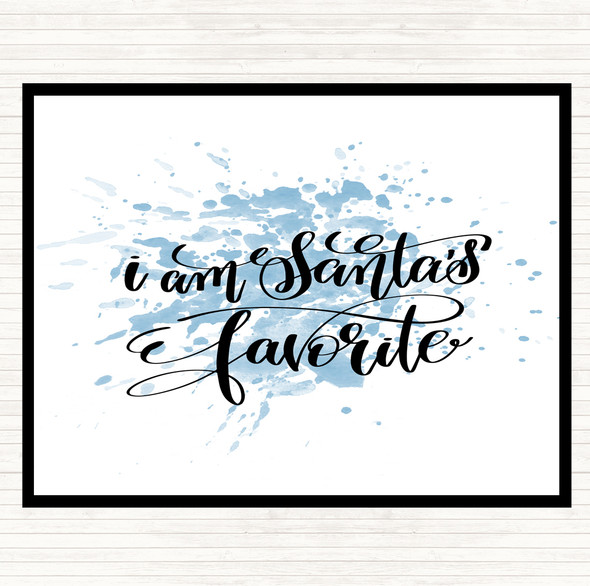 Blue White Christmas Santa's Favourite Inspirational Quote Dinner Table Placemat