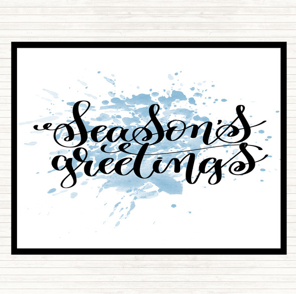 Blue White Christmas Seasons Greetings Inspirational Quote Mouse Mat Pad
