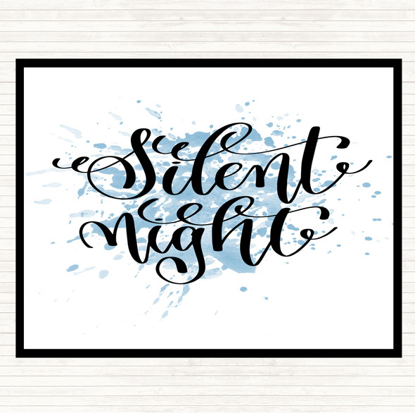 Blue White Christmas Silent Night Inspirational Quote Mouse Mat Pad