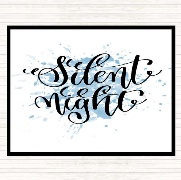Blue White Christmas Silent Night Inspirational Quote Dinner Table Placemat