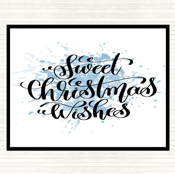 Blue White Christmas Sweet Xmas Wishes Inspirational Quote Mouse Mat Pad