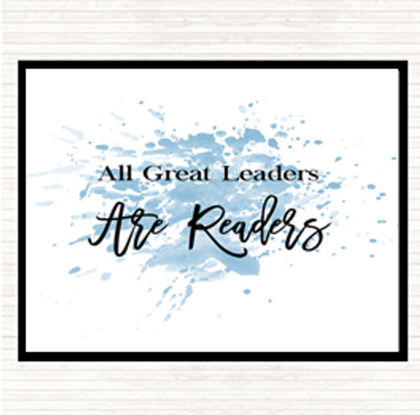 Blue White All Great Leaders Inspirational Quote Mouse Mat Pad