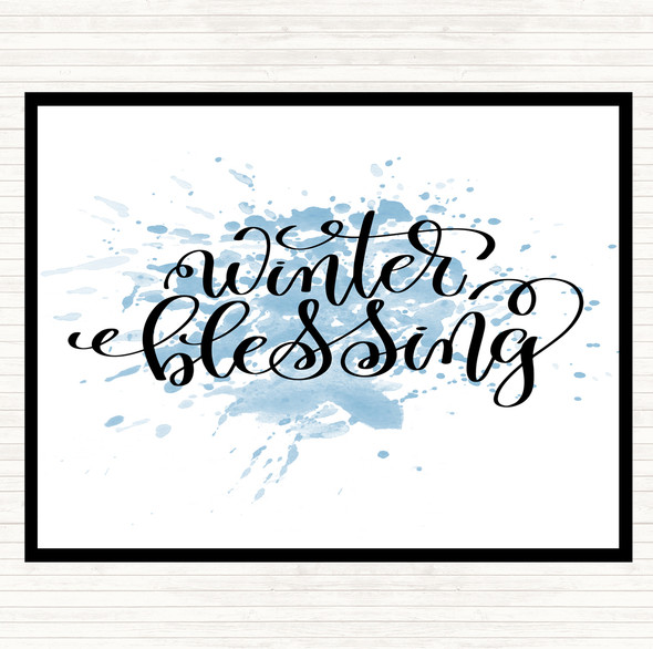 Blue White Christmas Winter Blessing Inspirational Quote Dinner Table Placemat