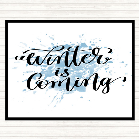 Blue White Christmas Winter Is Coming Inspirational Quote Mouse Mat Pad