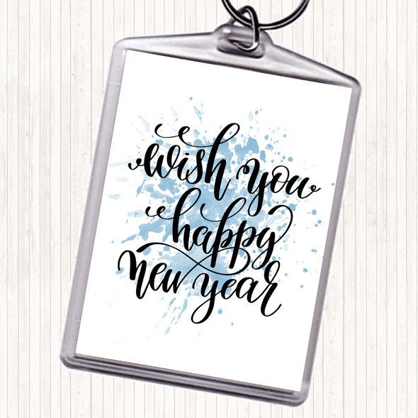Blue White Christmas Wish Happy New Year Inspirational Quote Bag Tag Keychain Keyring