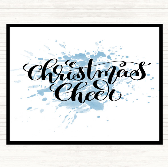 Blue White Christmas Xmas Cheer Inspirational Quote Mouse Mat Pad