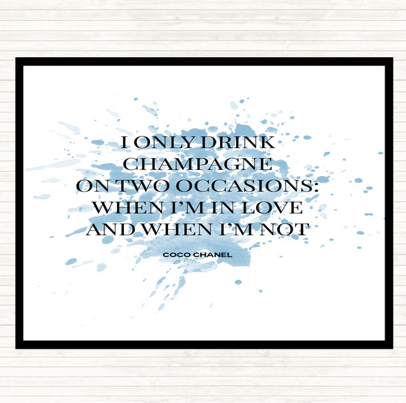 Blue White Coco Chanel Champagne Inspirational Quote Dinner Table Placemat