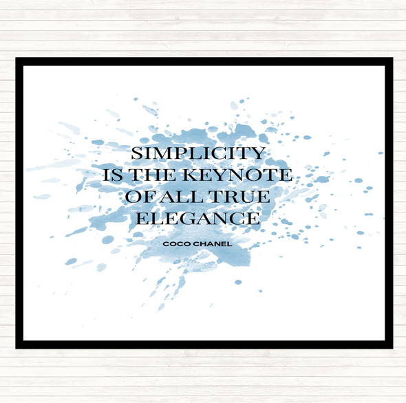 Blue White Coco Chanel Simplicity Inspirational Quote Dinner Table Placemat