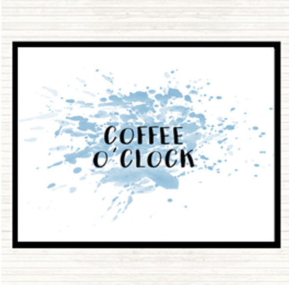 Blue White Coffee O'clock Inspirational Quote Mouse Mat Pad