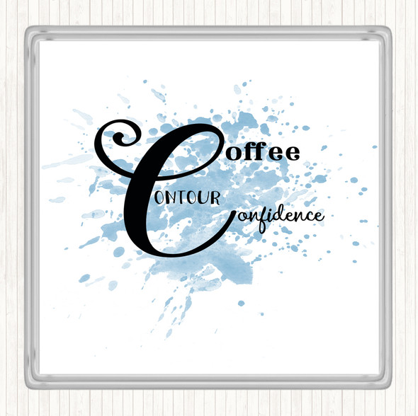 Blue White Coffee  Confidence Inspirational Quote Drinks Mat Coaster