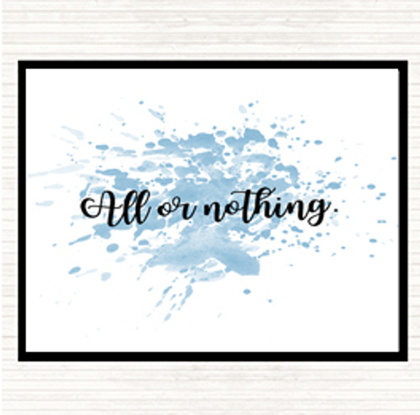 Blue White All Or Nothing Inspirational Quote Mouse Mat Pad