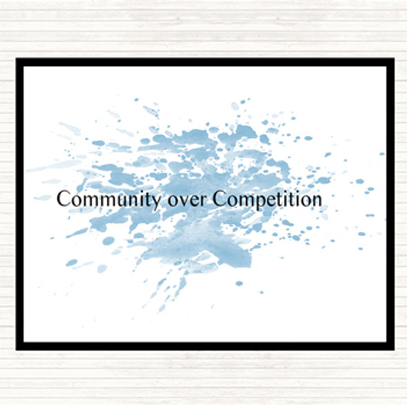 Blue White Community Over Competition Inspirational Quote Mouse Mat Pad