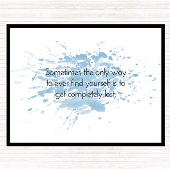 Blue White Completely Lost Inspirational Quote Mouse Mat Pad