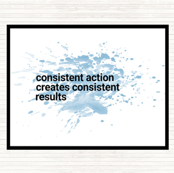 Blue White Consistent Action Creates Consistent Results Inspirational Quote Mouse Mat Pad