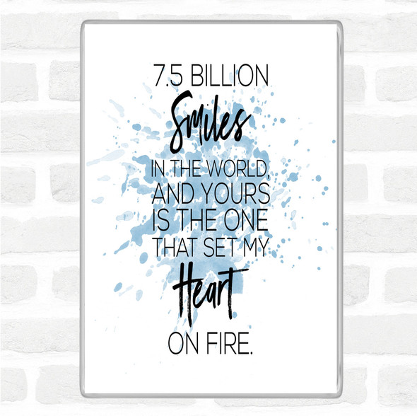 Blue White 7.5 Billion Smiles Inspirational Quote Jumbo Fridge Magnet