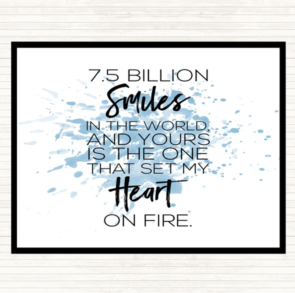 Blue White 7.5 Billion Smiles Inspirational Quote Dinner Table Placemat