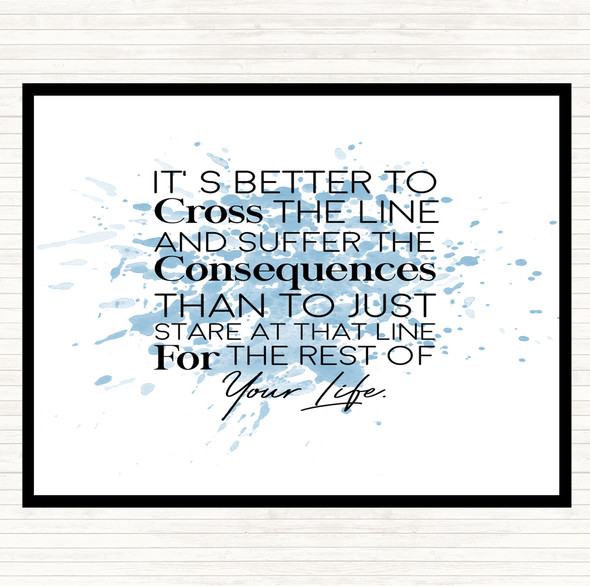 Blue White Cross The Line Inspirational Quote Mouse Mat Pad