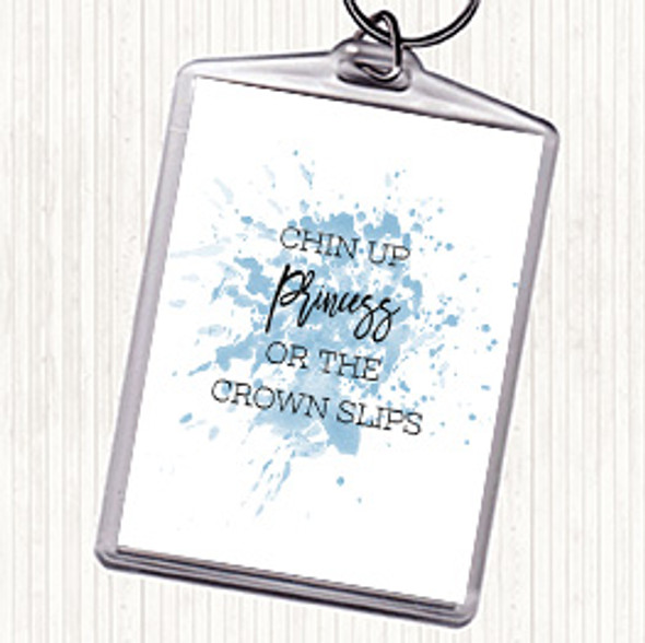 Blue White Crown Slips Inspirational Quote Bag Tag Keychain Keyring