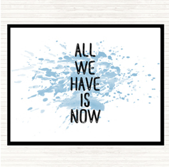 Blue White All We Have Is Now Inspirational Quote Mouse Mat Pad