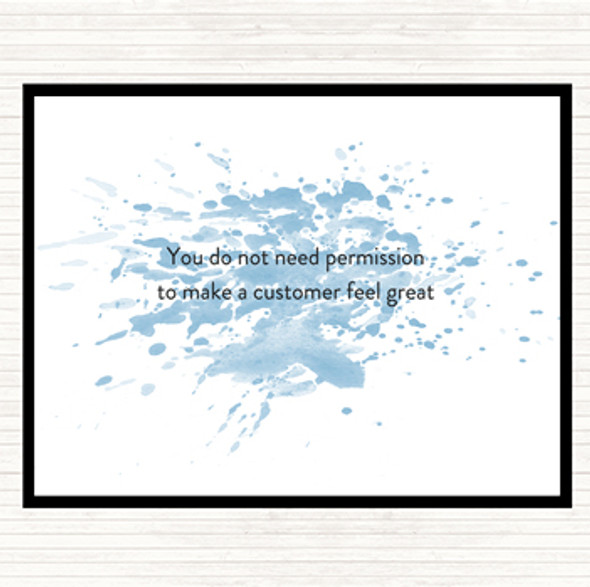 Blue White Customer Feel Great Inspirational Quote Mouse Mat Pad